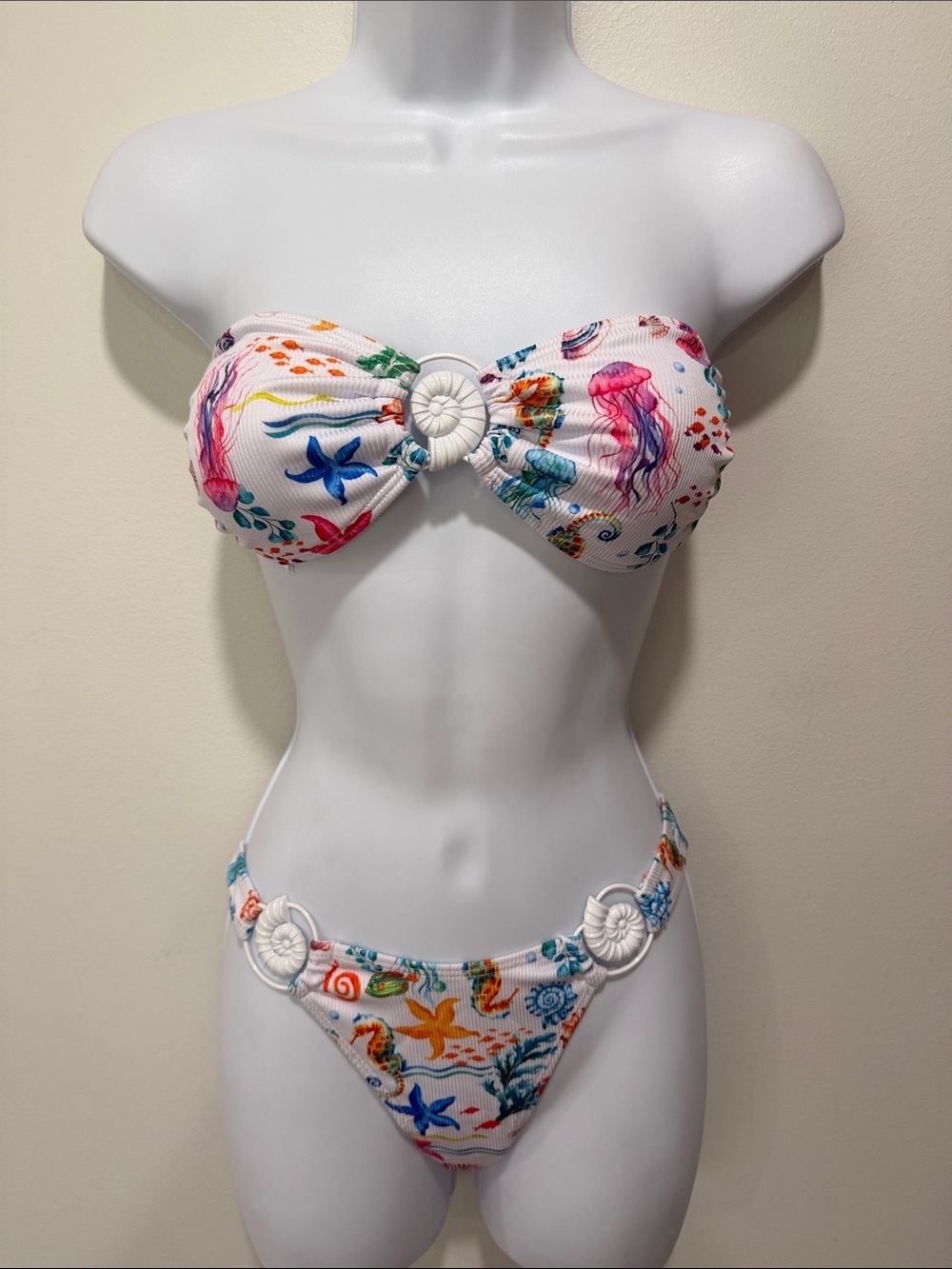 White Sea Life Bandeau Bikini